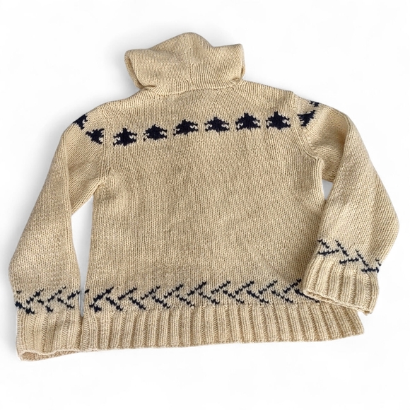 Vintage Aeropostale 100% Wool Hooded Zip-up Ski Sweater Hand Knit Size Medium - Picture 2 of 14